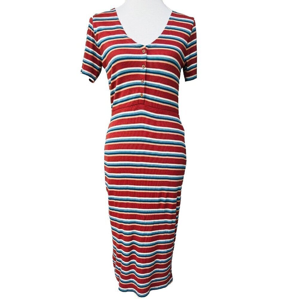 Roxy Women's Bring It On Short Sleeve Ribbed Dress Size M ARJKD03195